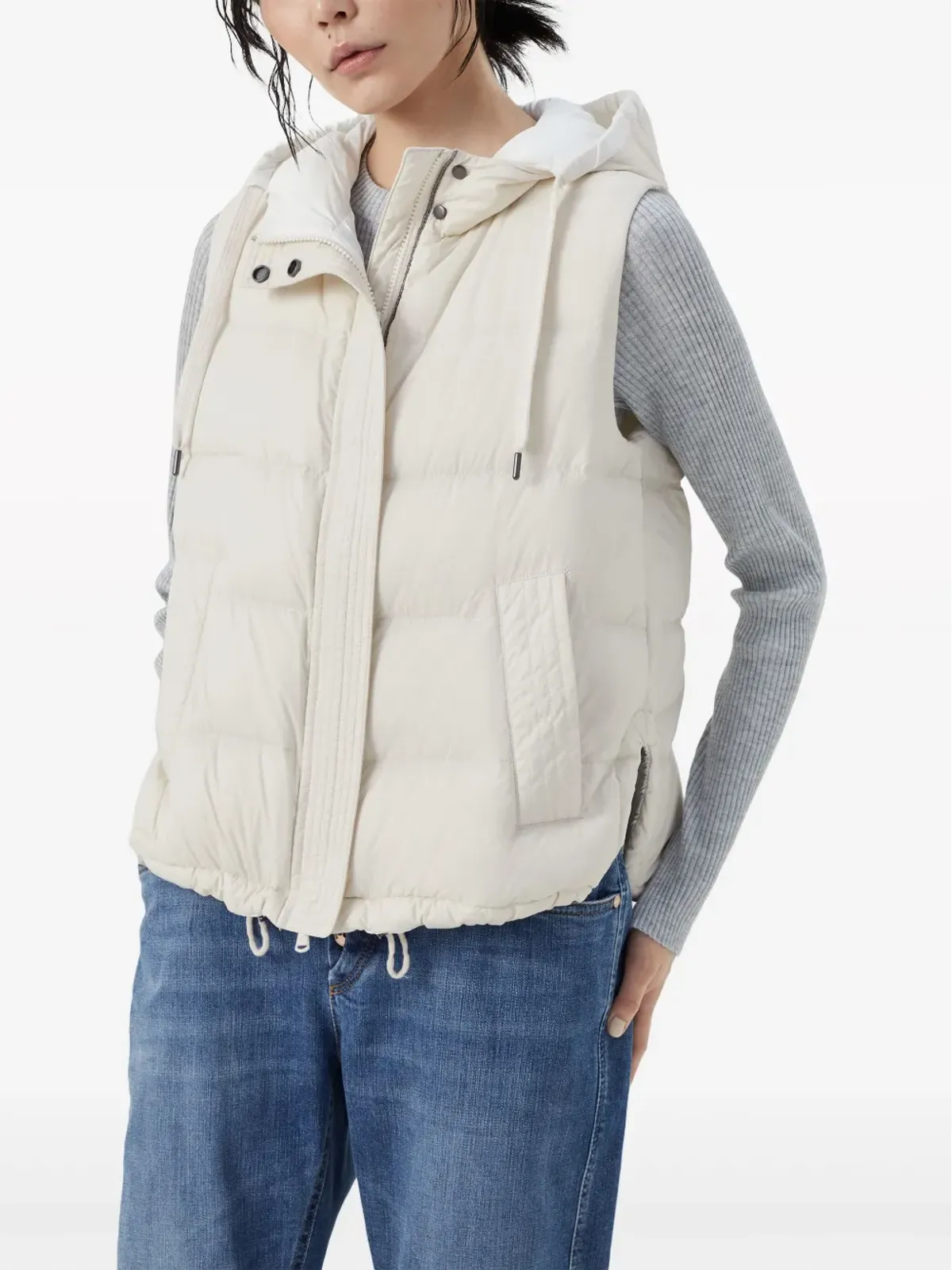 Brunello Cucinelli モニリ ビーズ装飾のパッド入りジレ - 画像3