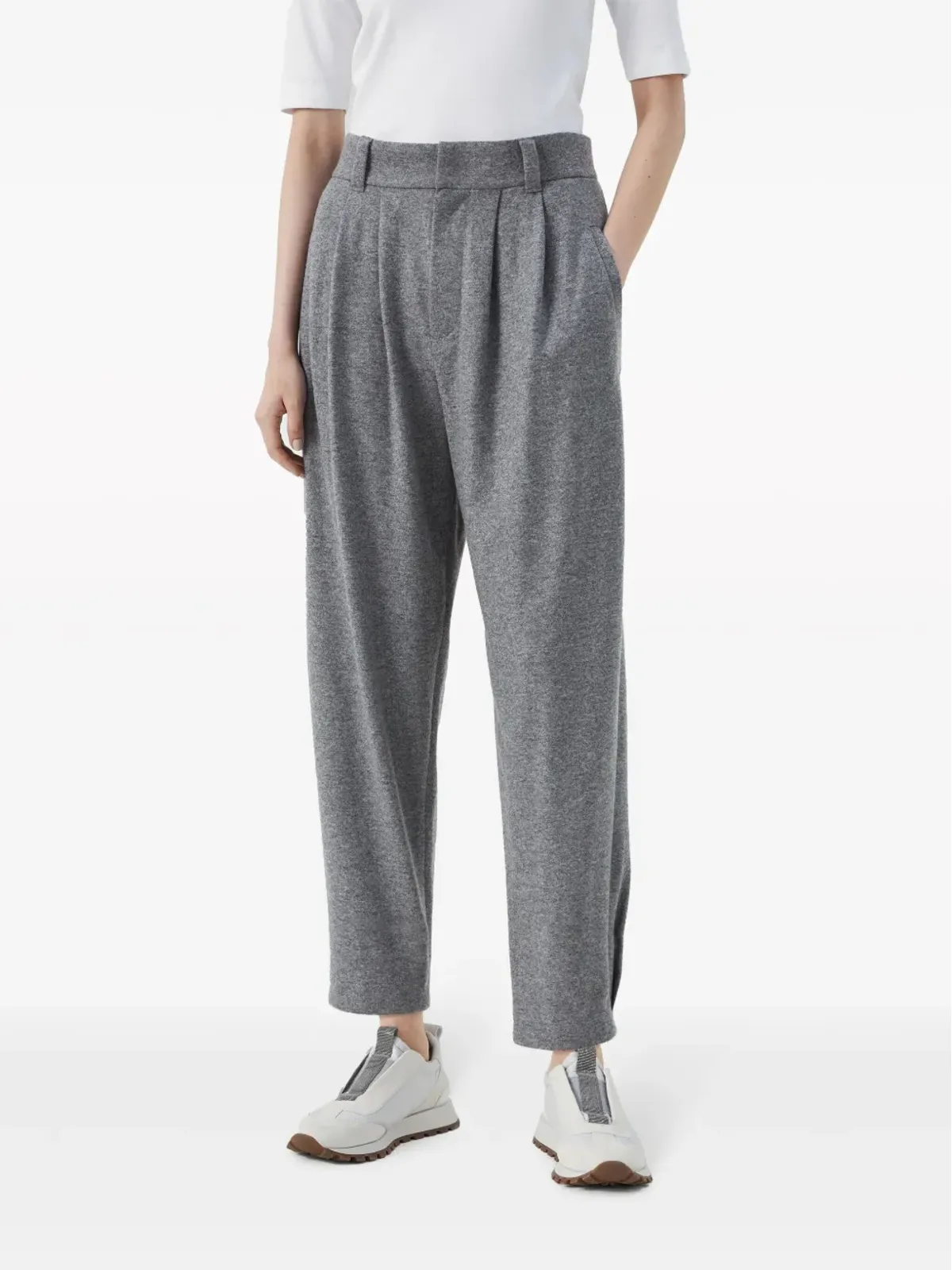 Brunello Cucinelli テーパードレッグ カシミアパンツ - 画像3