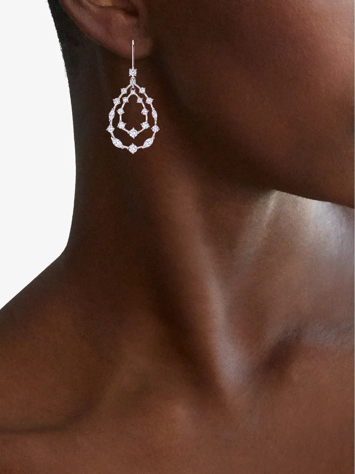 KWIAT 18kt white gold diamond Starry Night double teardrop earrings - Silver - 画像2