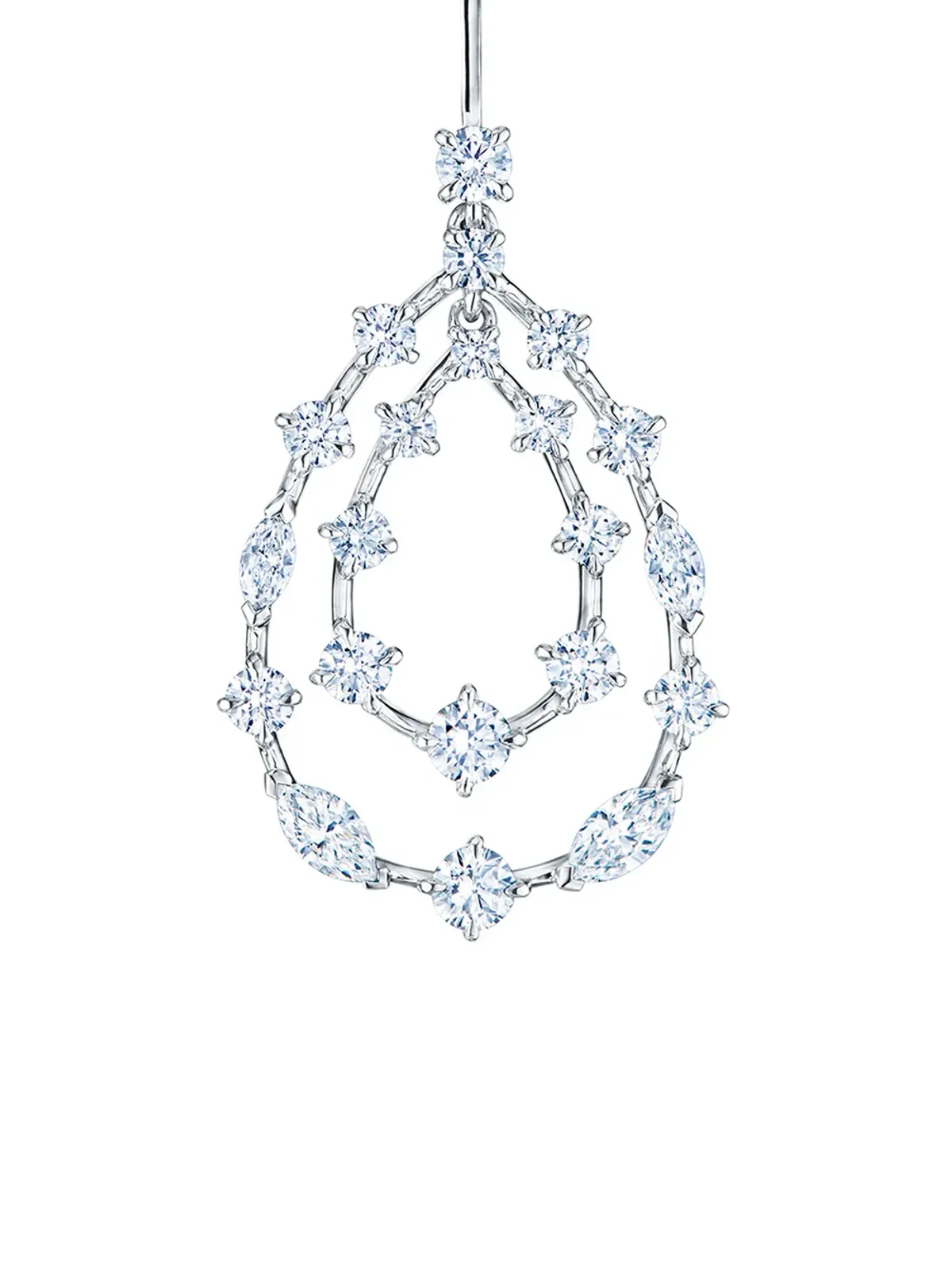 KWIAT 18kt white gold diamond Starry Night double teardrop earrings - Silver - 画像3