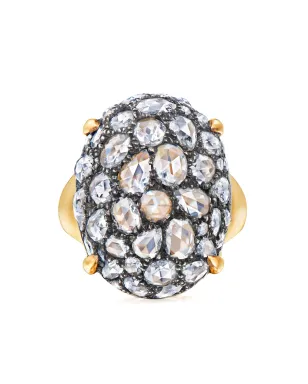 FRED LEIGHTON 18kt イエローゴールド ローズカット ダイヤモンド オーバル ボーム カクテルリング - サムネイル1