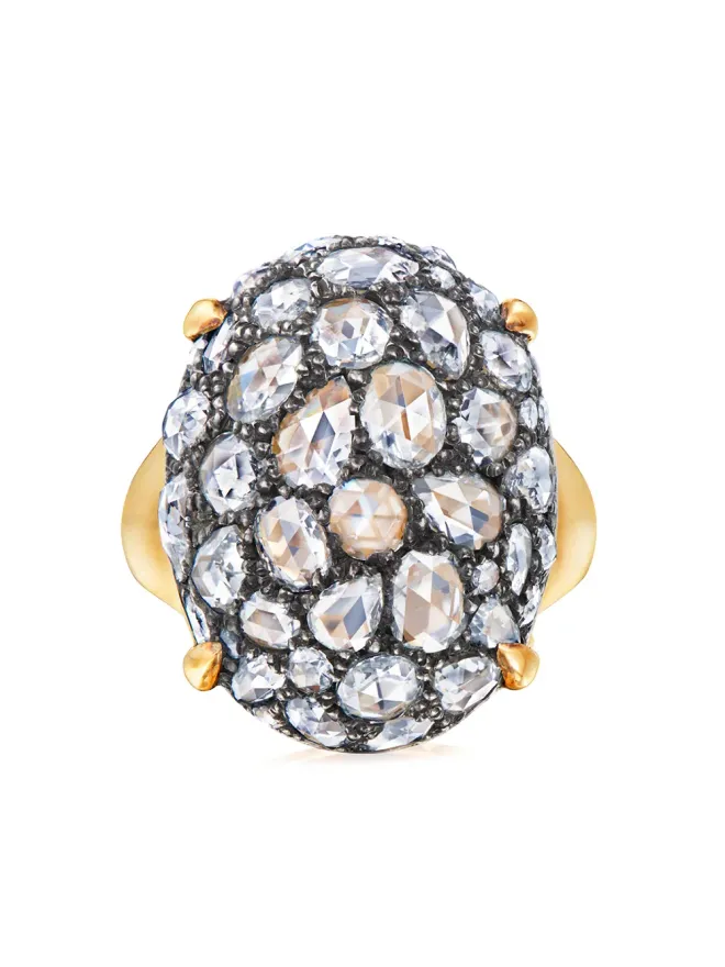 FRED LEIGHTON FRED LEIGHTON 18kt イエローゴールド ローズカット ダイヤモンド オーバル ボーム カクテルリングの商品画像
