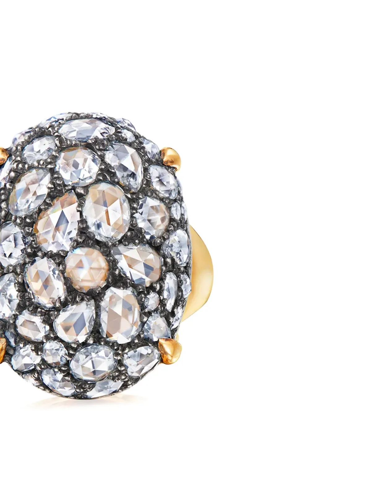 FRED LEIGHTON 18kt イエローゴールド ローズカット ダイヤモンド オーバル ボーム カクテルリング - 画像2