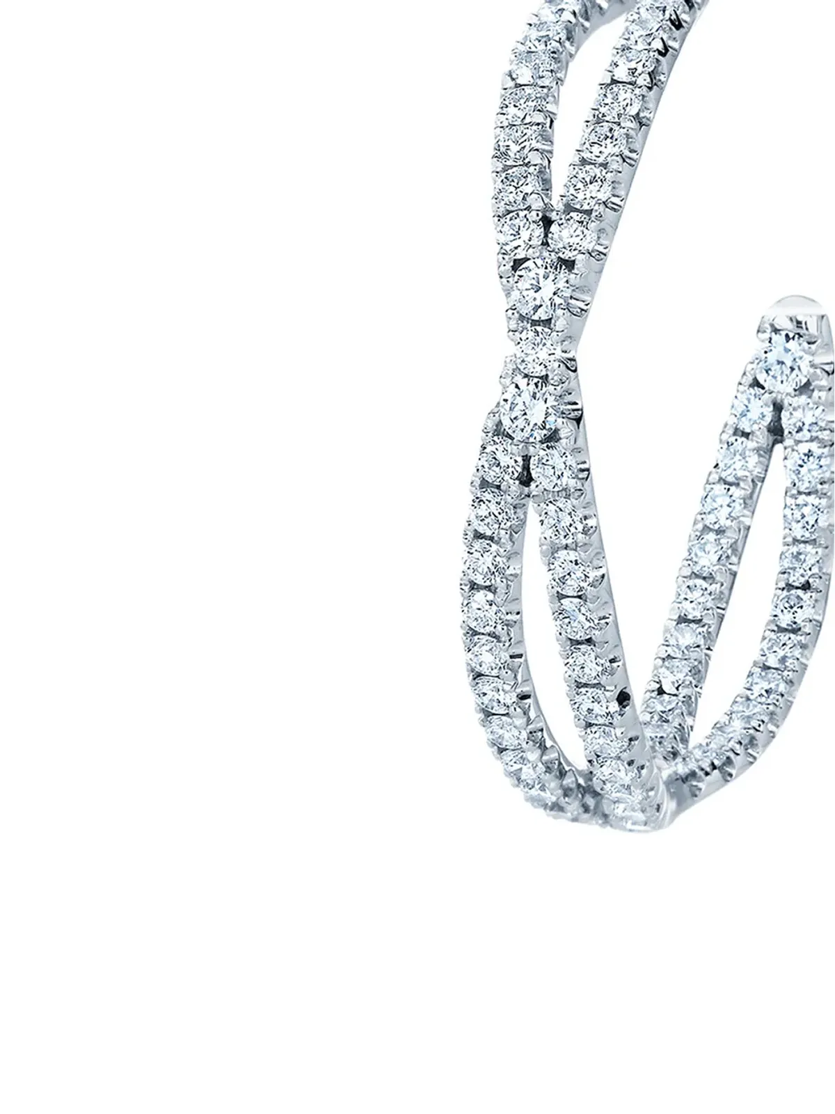 KWIAT 18Kホワイトゴールド ダイヤモンド Fidelity ペティ・フープピアス（シルバー） - 画像2
