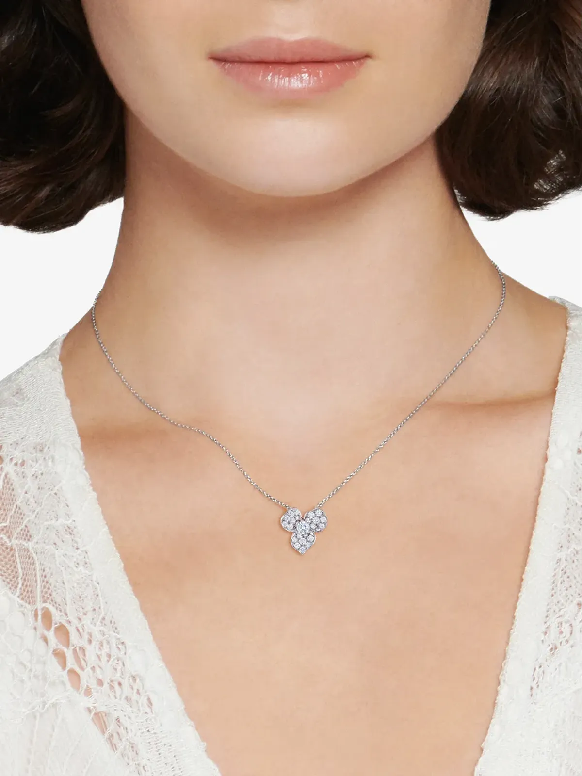 KWIAT 18Kホワイトゴールド ダイヤモンド フローラル ペンダント - シルバー - 画像2