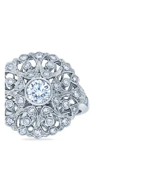 KWIAT 18Kホワイトゴールド ダイヤモンド Splendor Filigree Bombe リング - サムネイル3