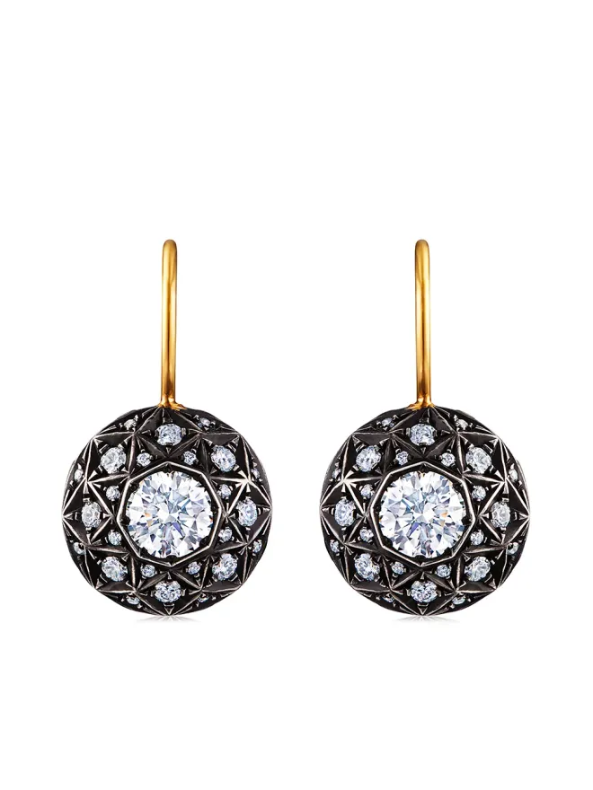 FRED LEIGHTON FRED LEIGHTON 18K イエローゴールドとシルバー ダイヤモンド ファセット モチーフ ドロップ ピアスの商品画像