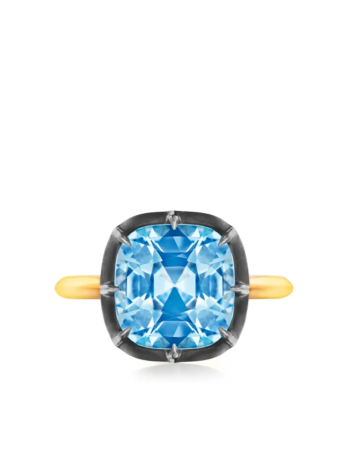 FRED LEIGHTON 18K イエローゴールドとシルバー コレット・ソリテール ブルートパーズ リング - 画像1