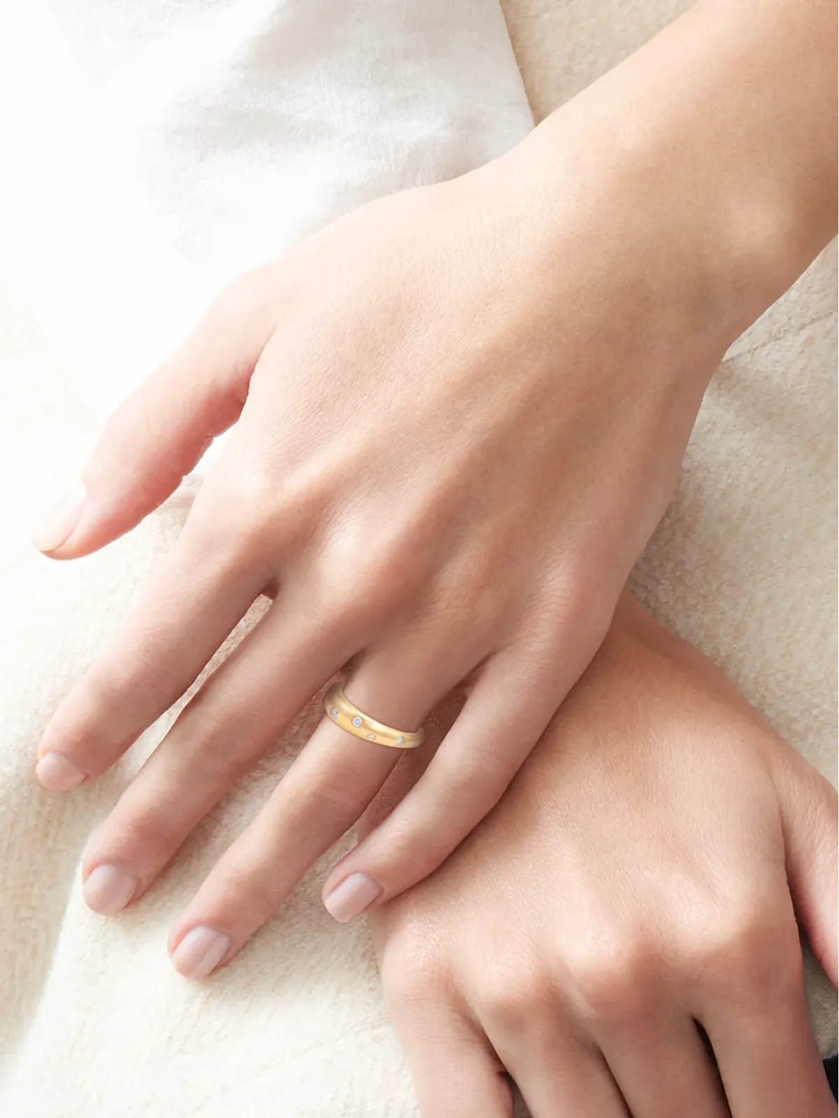 KWIAT 18K イエローゴールド コブストーン ダイヤモンド アクセント リング - 画像2