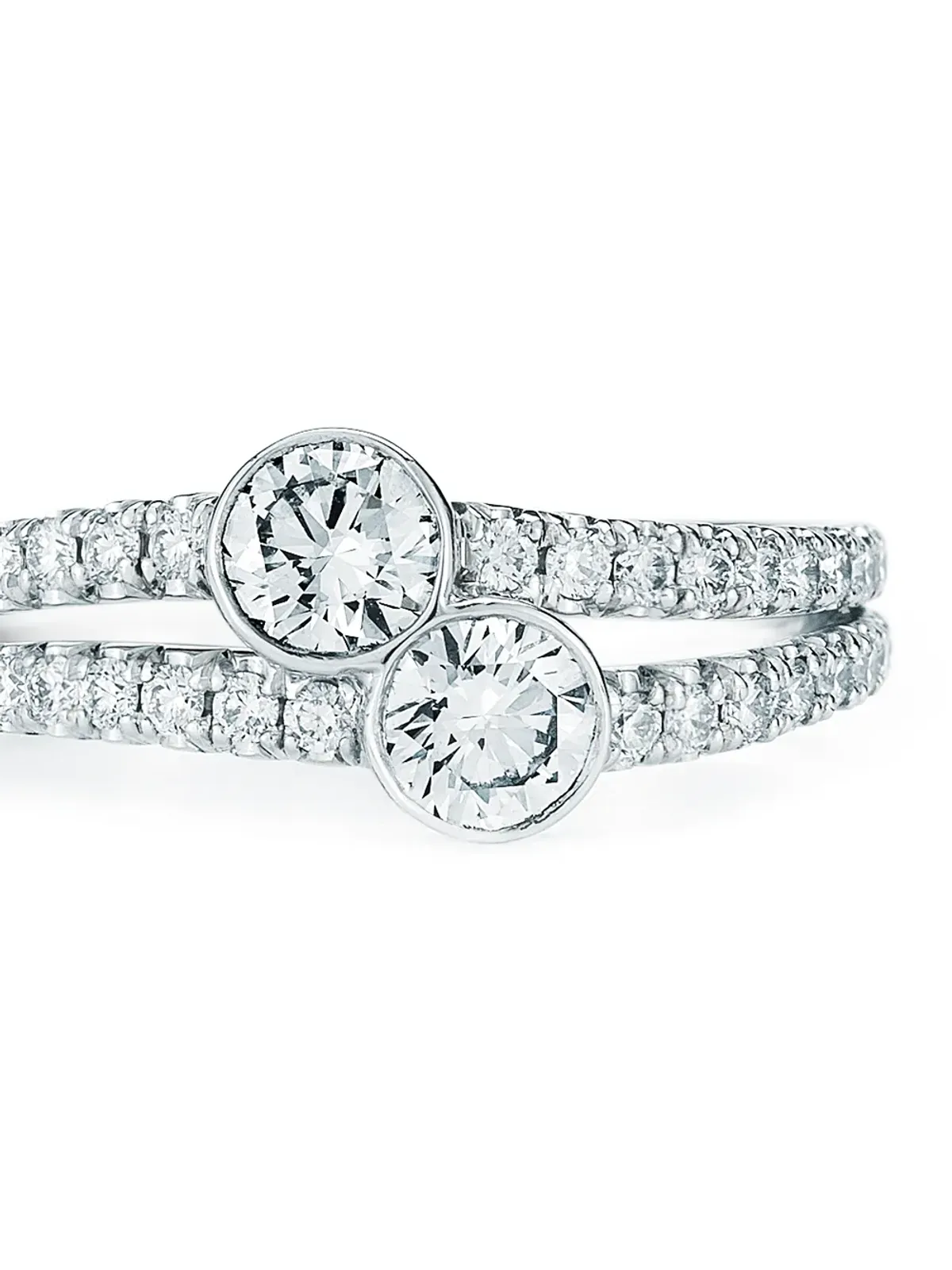 KWIAT 18kt ホワイトゴールド ダイヤモンド デュエット ラウンドリング - シルバー - 画像2