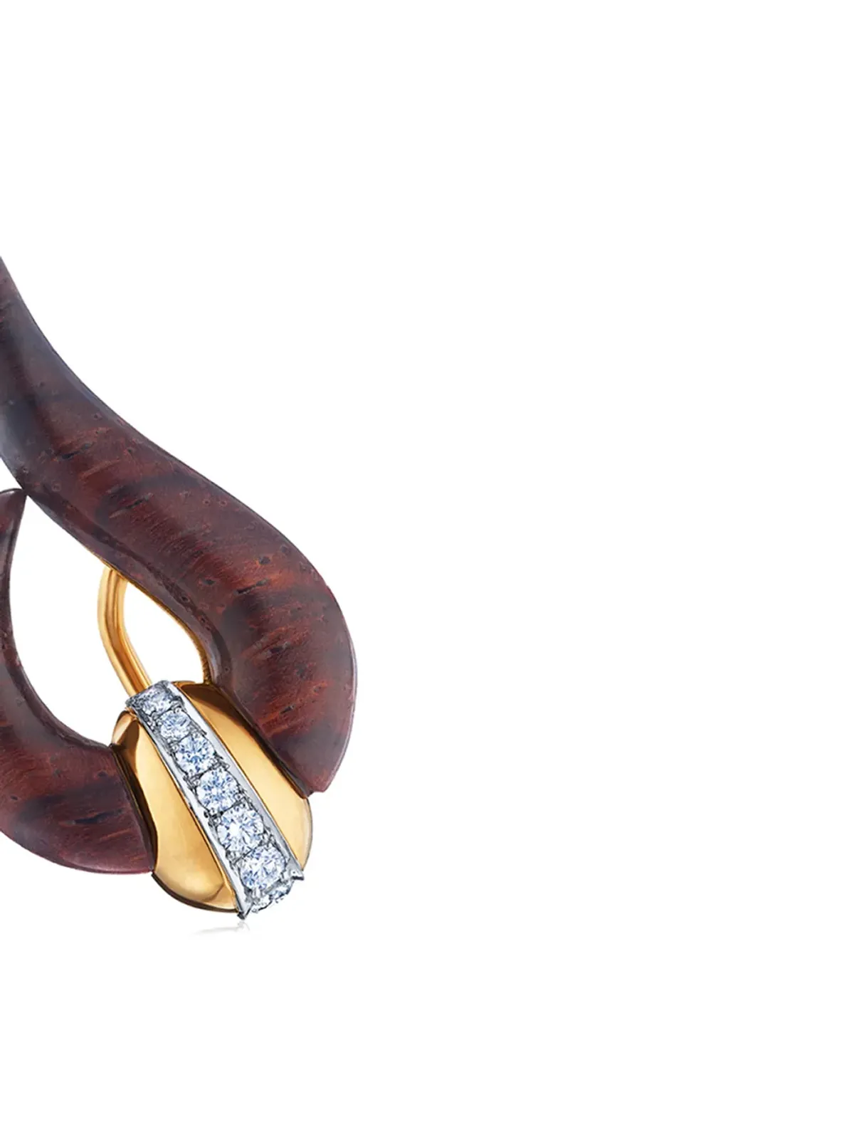 FRED LEIGHTON 18K イエローゴールド ダイヤモンド ココボロウッド ウェーブ イヤリング - 画像3