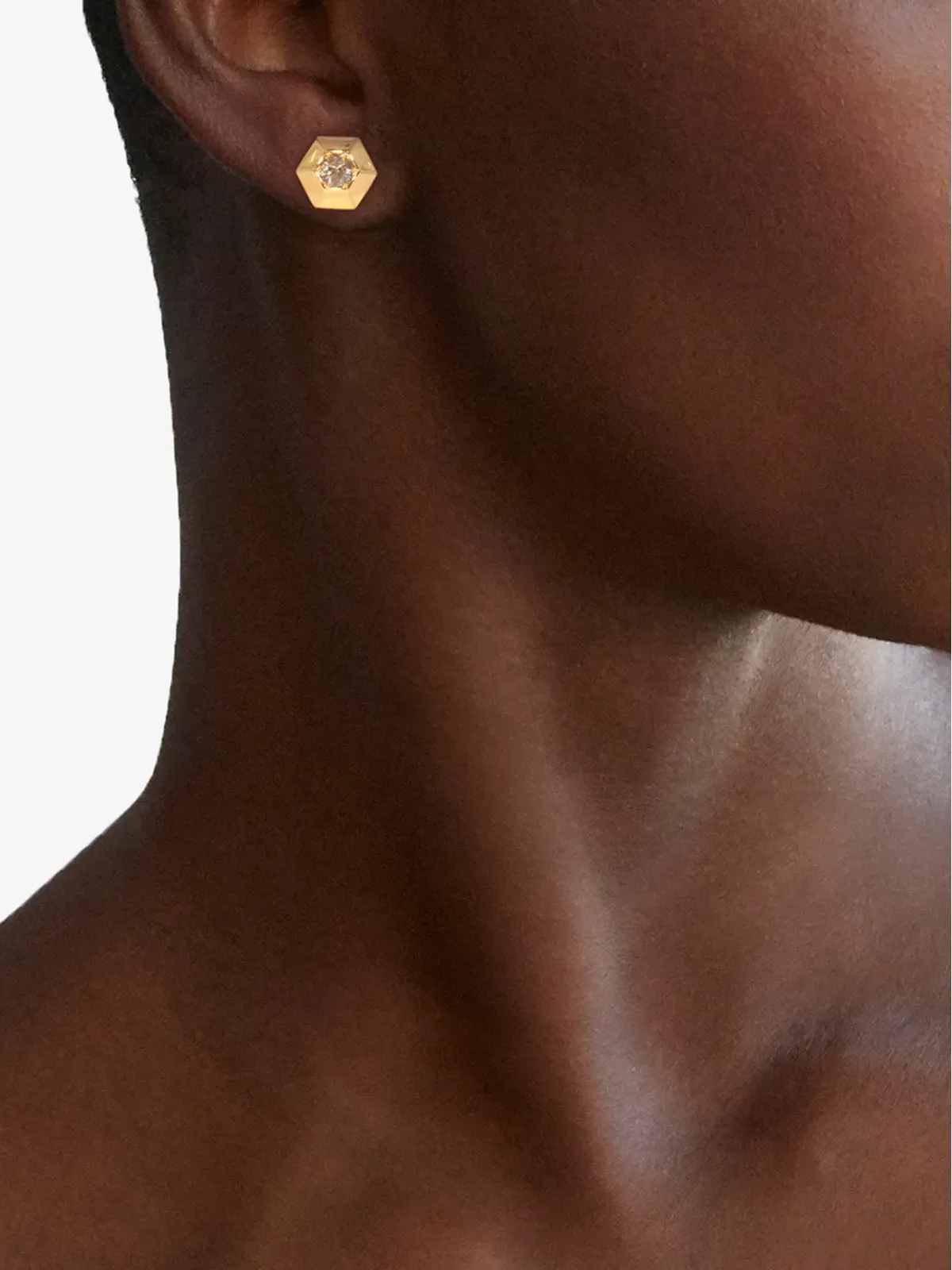 FRED LEIGHTON 18kt イエローゴールド ダイヤモンド 六角形スタッドピアス - 画像2
