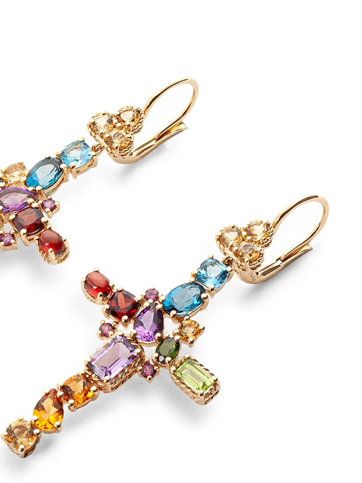 Dolce & Gabbana 18kt yellow gold gemstone cross earrings - 画像2