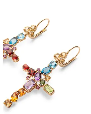 Dolce & Gabbana 18kt yellow gold gemstone cross earrings - サムネイル2
