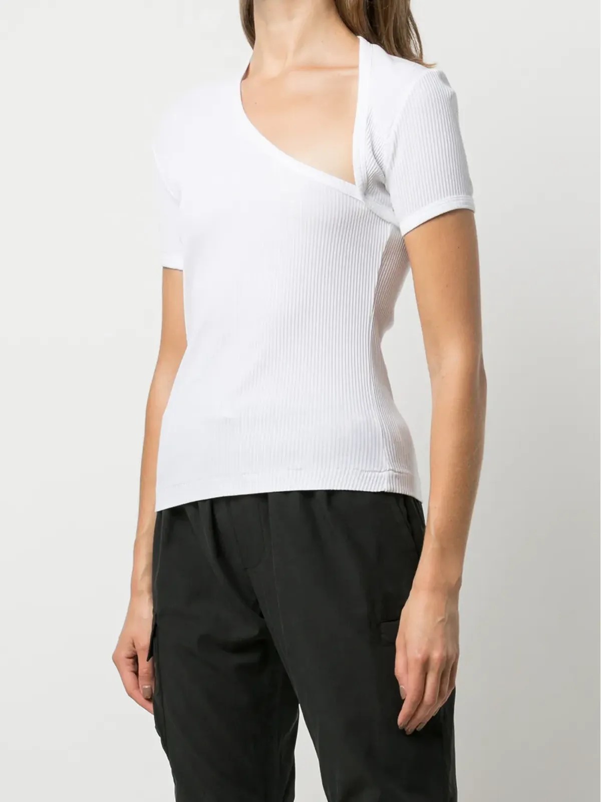 John Elliott アシンメトリックネックTシャツ - 画像3