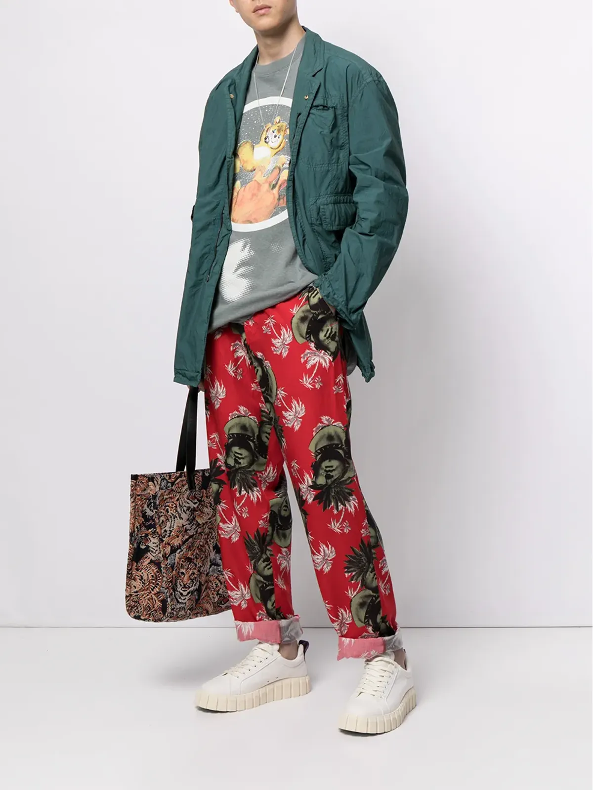 Undercover プリントストレートレッグパンツ - 画像2