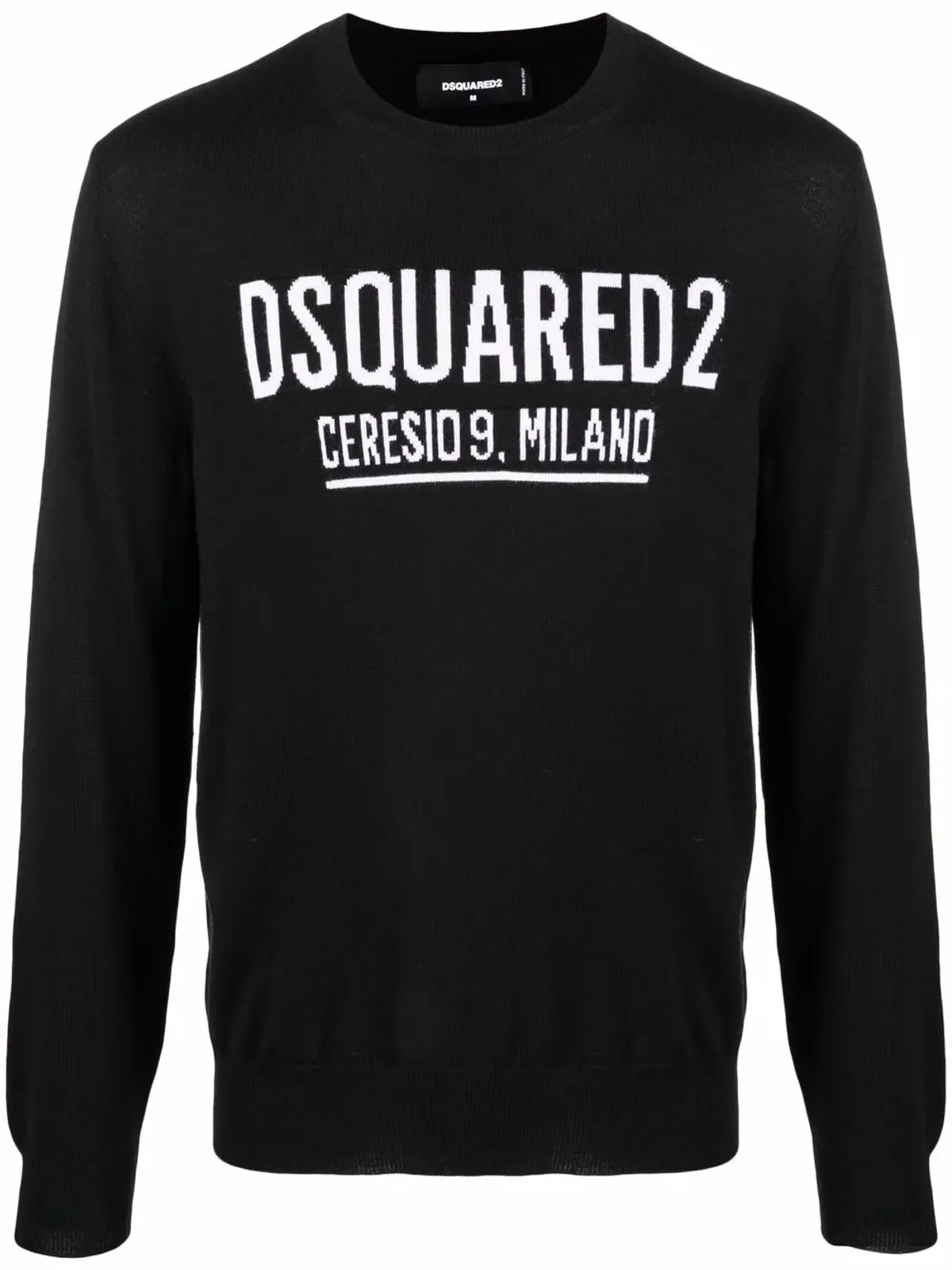 DSQUARED2 ロゴ入りインターシャニットジャンパー - ブラック - 画像1
