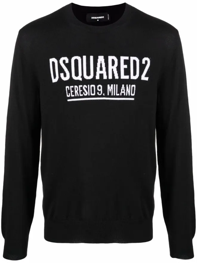 Dsquared2 DSQUARED2 ロゴ入りインターシャニットジャンパー - ブラックの商品画像