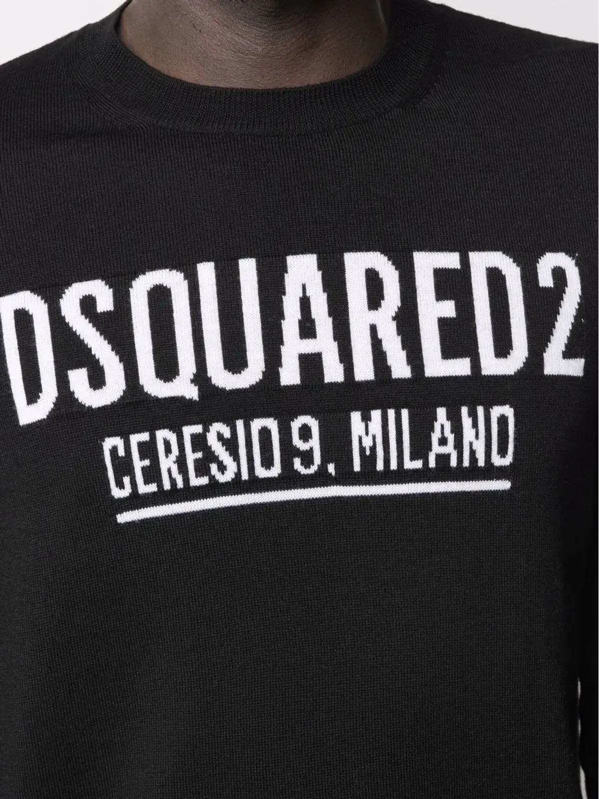 DSQUARED2 ロゴ入りインターシャニットジャンパー - ブラック - 画像5