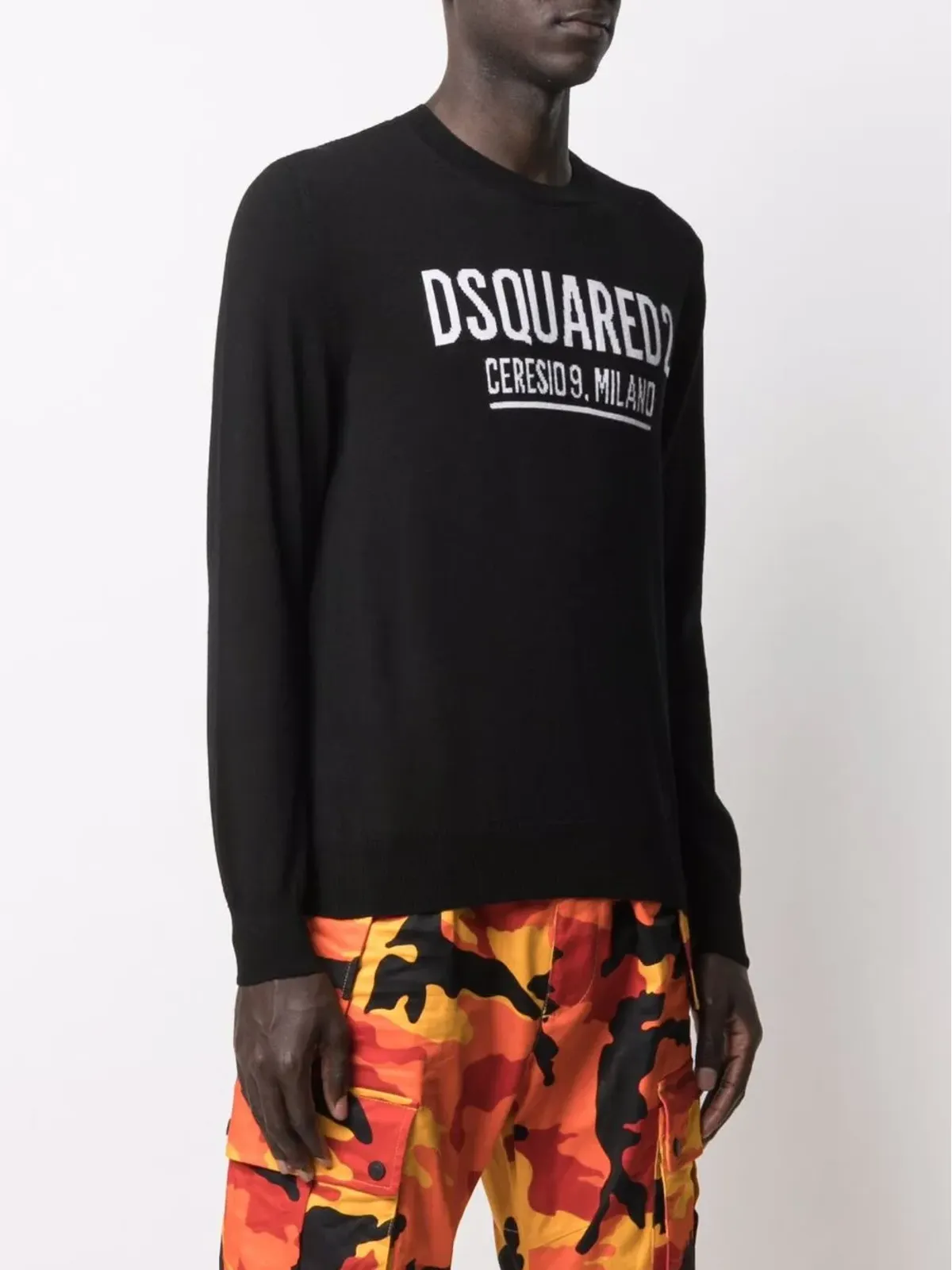 DSQUARED2 ロゴ入りインターシャニットジャンパー - ブラック - 画像3