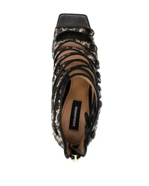 DSQUARED2 グリッター付きヒョウ柄サンダル - ブラウン - サムネイル4