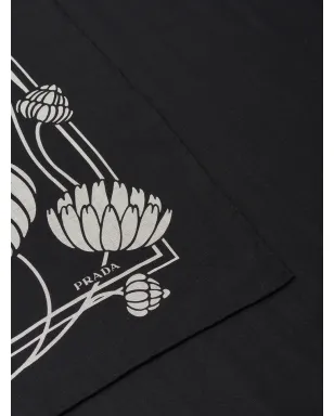 Prada 水連プリントの軽量スカーフ ブラック - サムネイル2