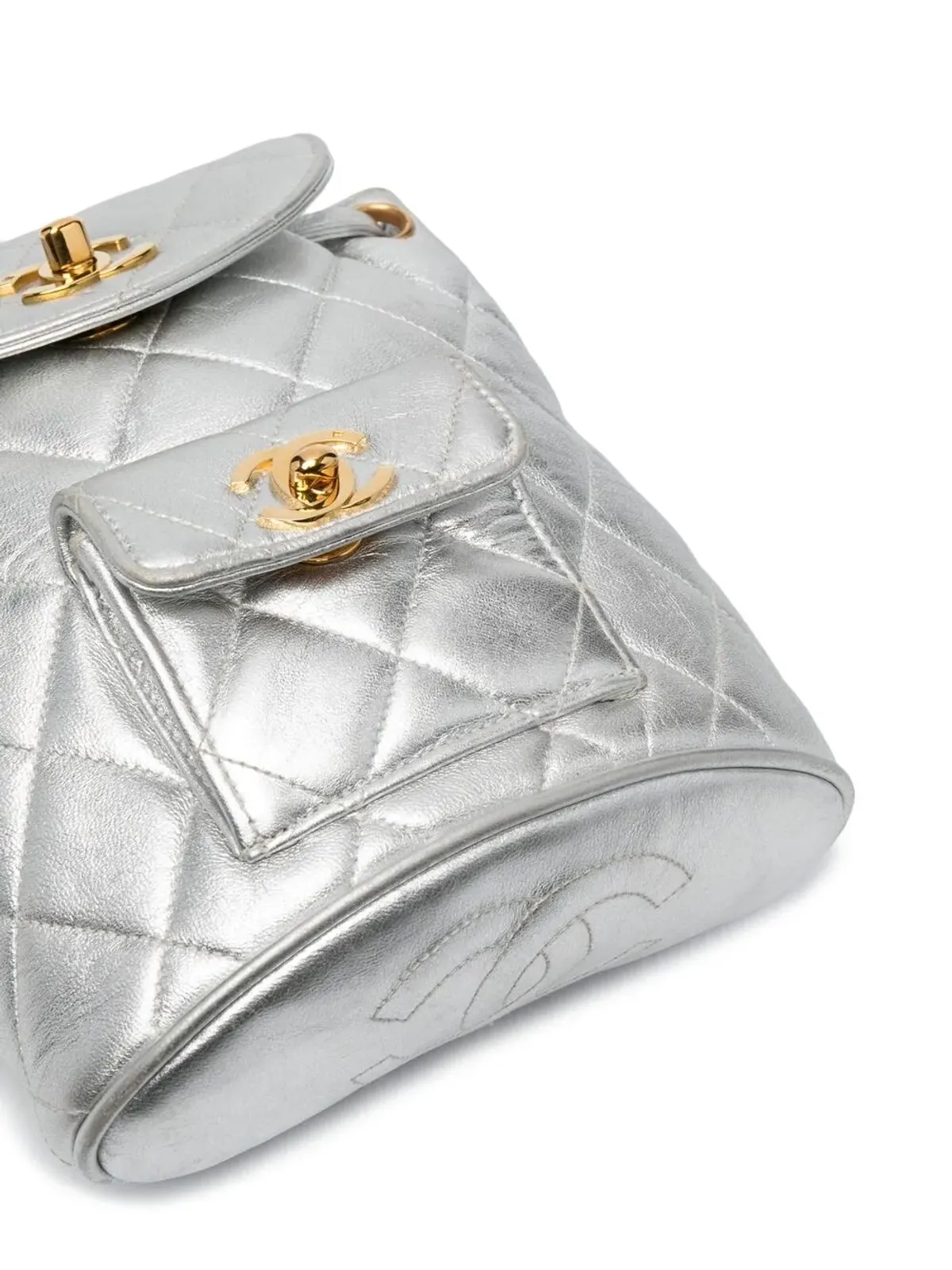 CHANEL Pre-Owned CCターンロック バックパック - シルバー - 画像4