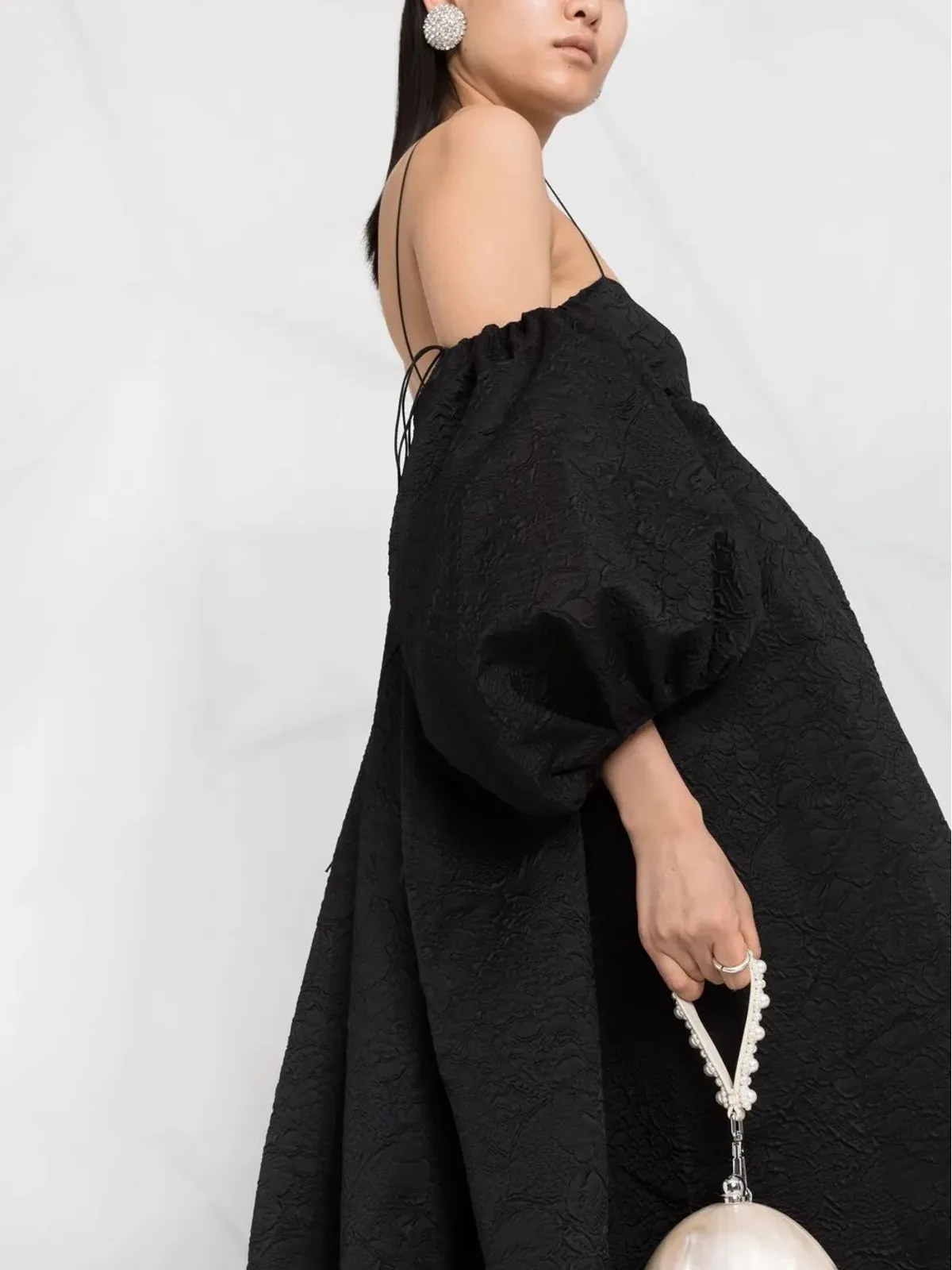 Cecilie Bahnsen ホリー マテラッセ ミディドレス ブラック - 画像5