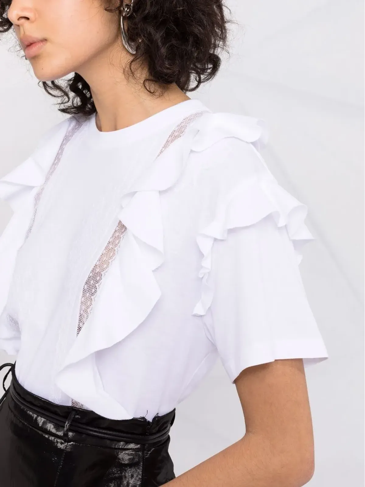 Valentino Garavani フリル付き半袖Tシャツ - 画像3