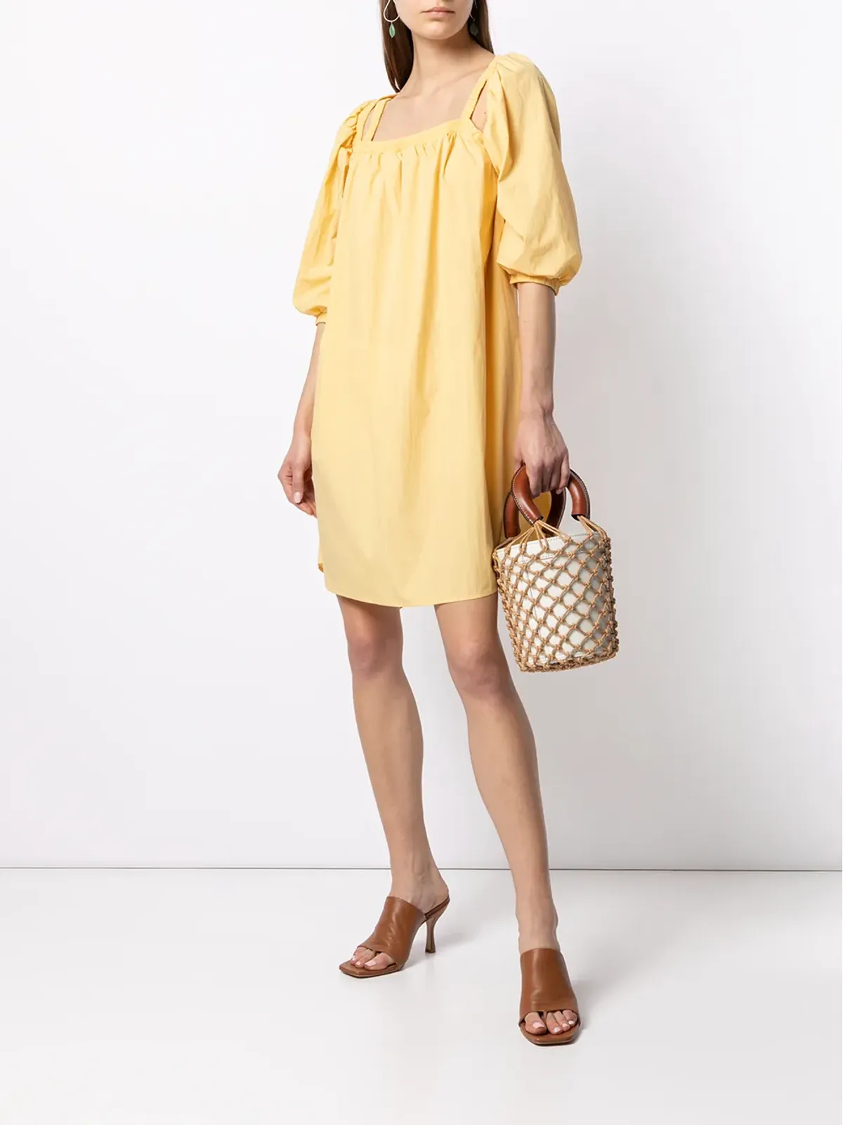 Goen.J ruffled A-line midi-dress - Yellow - 画像2