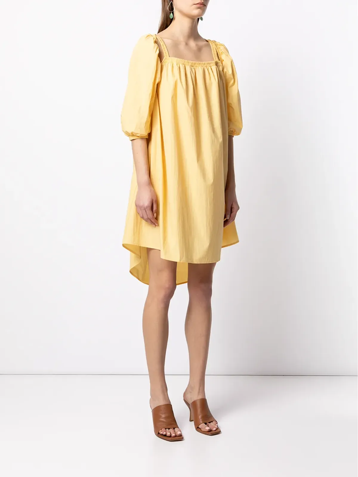 Goen.J ruffled A-line midi-dress - Yellow - 画像3