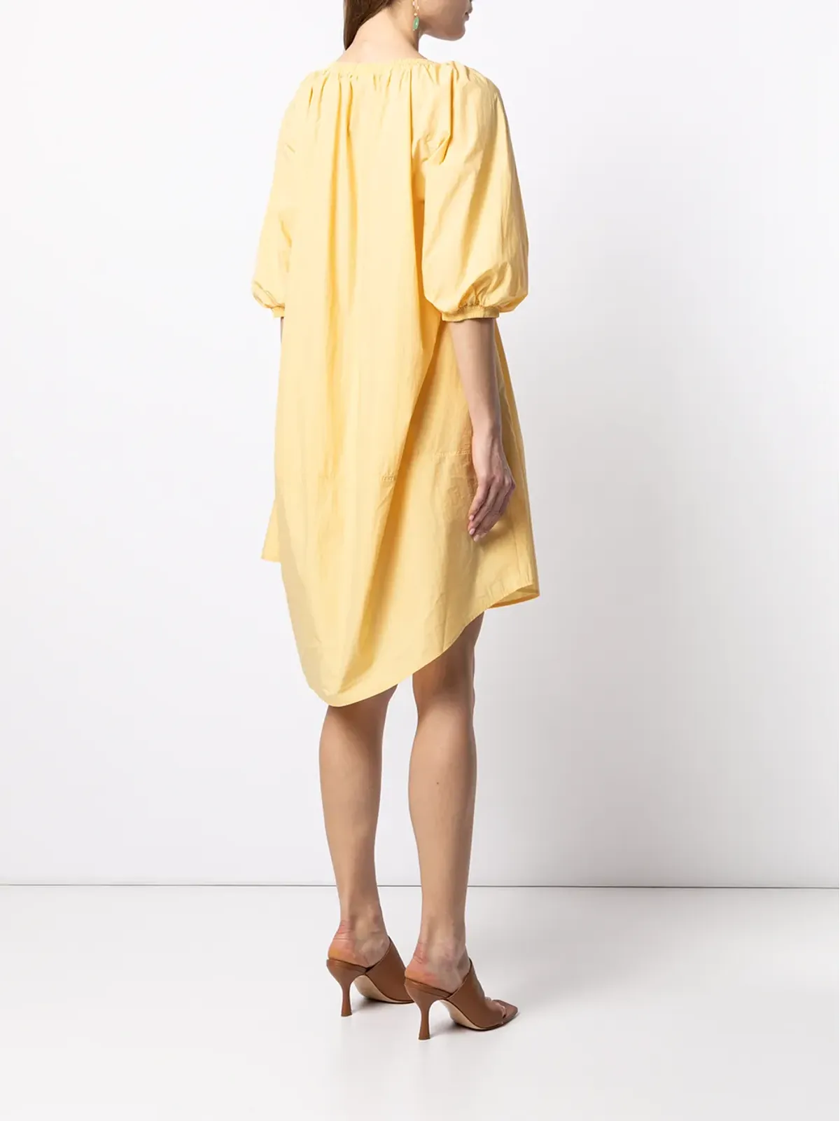 Goen.J ruffled A-line midi-dress - Yellow - 画像4