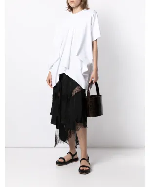 Goen.J ドレープ付きコットンTシャツ ホワイト - サムネイル2