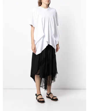 Goen.J ドレープ付きコットンTシャツ ホワイト - サムネイル3