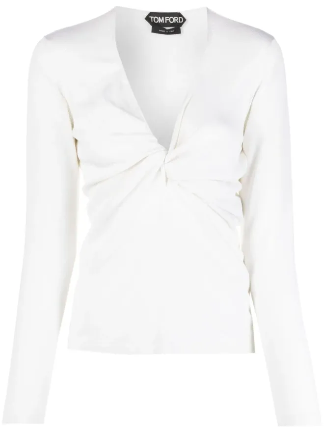 TOM FORD TOM FORD プランジネック ツイストディテール ニットトップの商品画像
