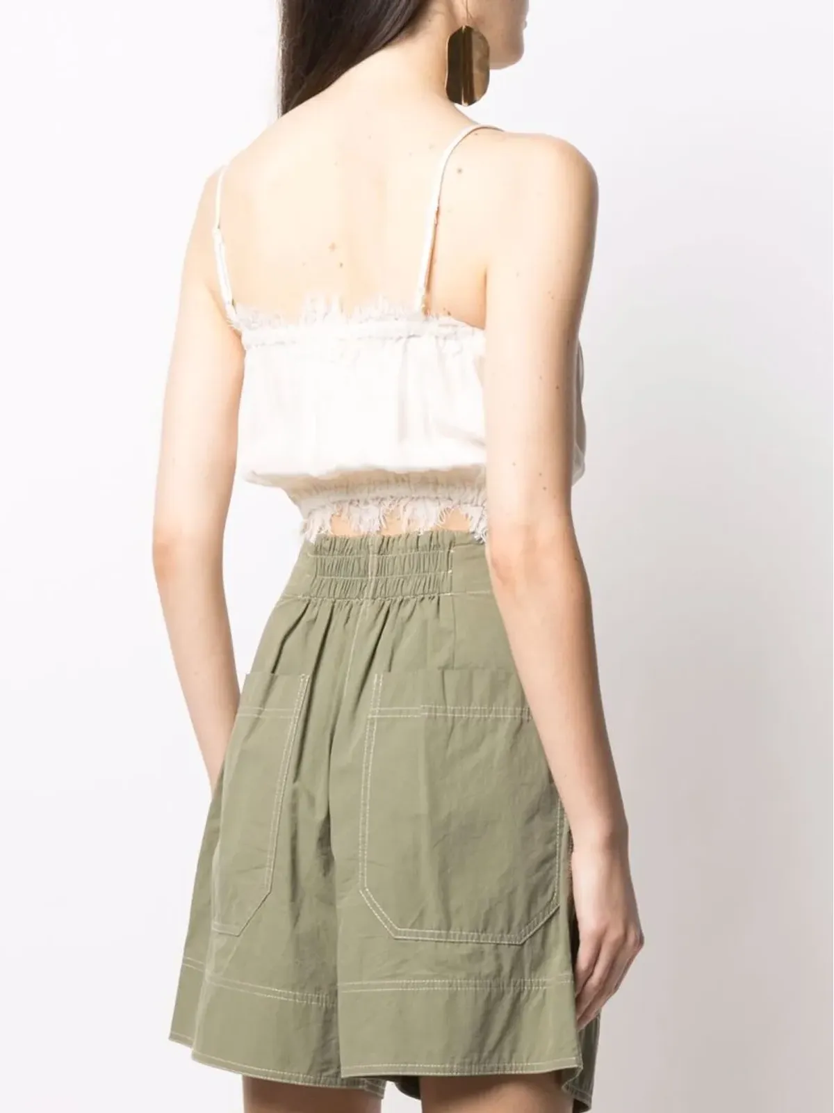 Gold Hawk レーストリム シルク クロップトップ - White - 画像4
