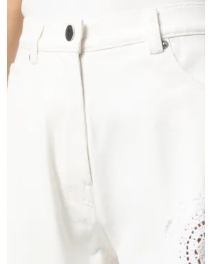 Goen.J crochet-detail wide-leg jeans - White - サムネイル5