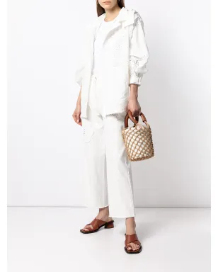 Goen.J crochet-detail wide-leg jeans - White - サムネイル2