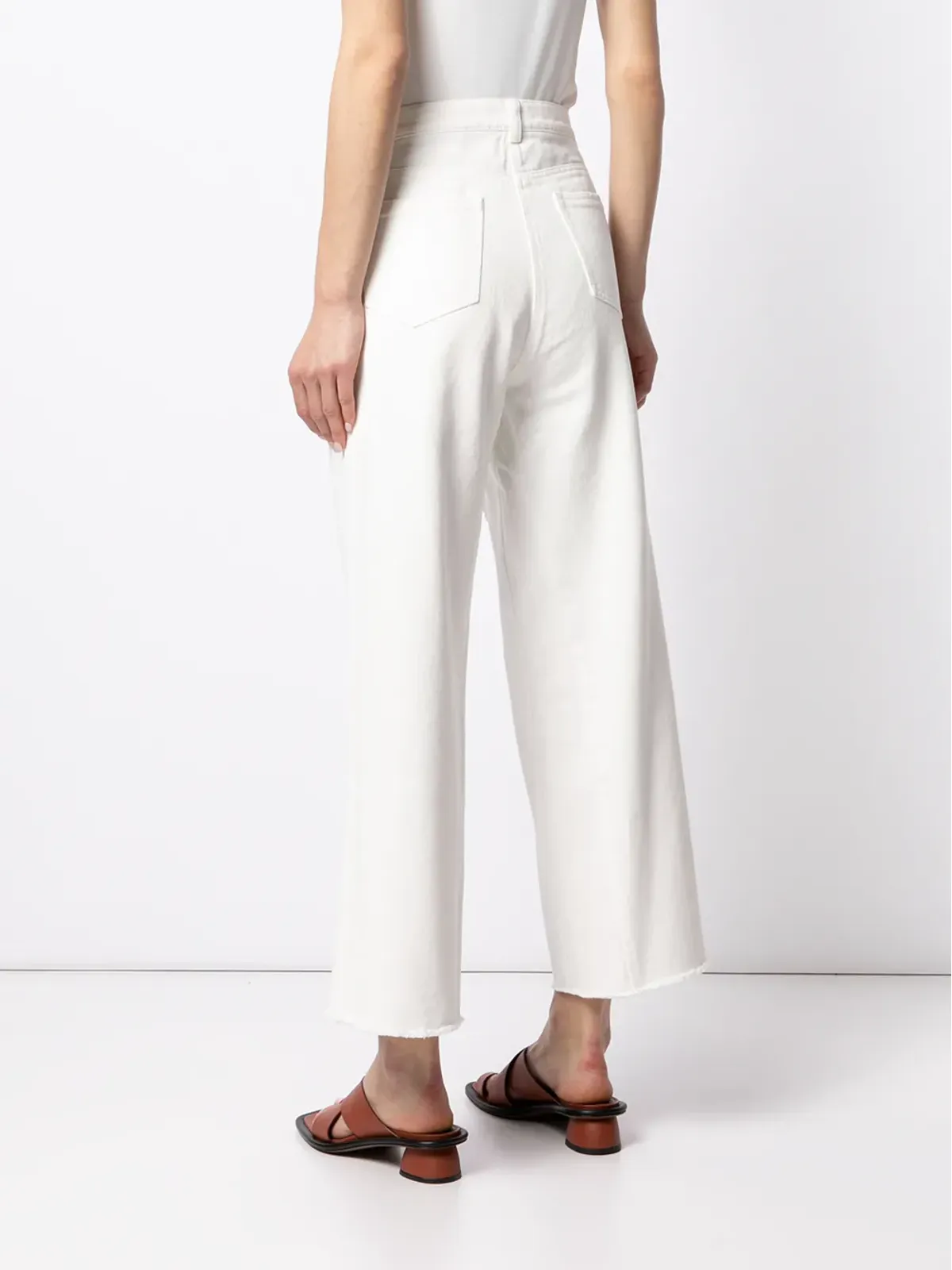 Goen.J crochet-detail wide-leg jeans - White - 画像4