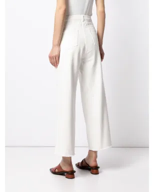 Goen.J crochet-detail wide-leg jeans - White - サムネイル4