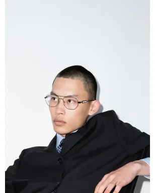 Balenciaga Eyewear ロゴ Navigator 眼鏡 - グレー - サムネイル2