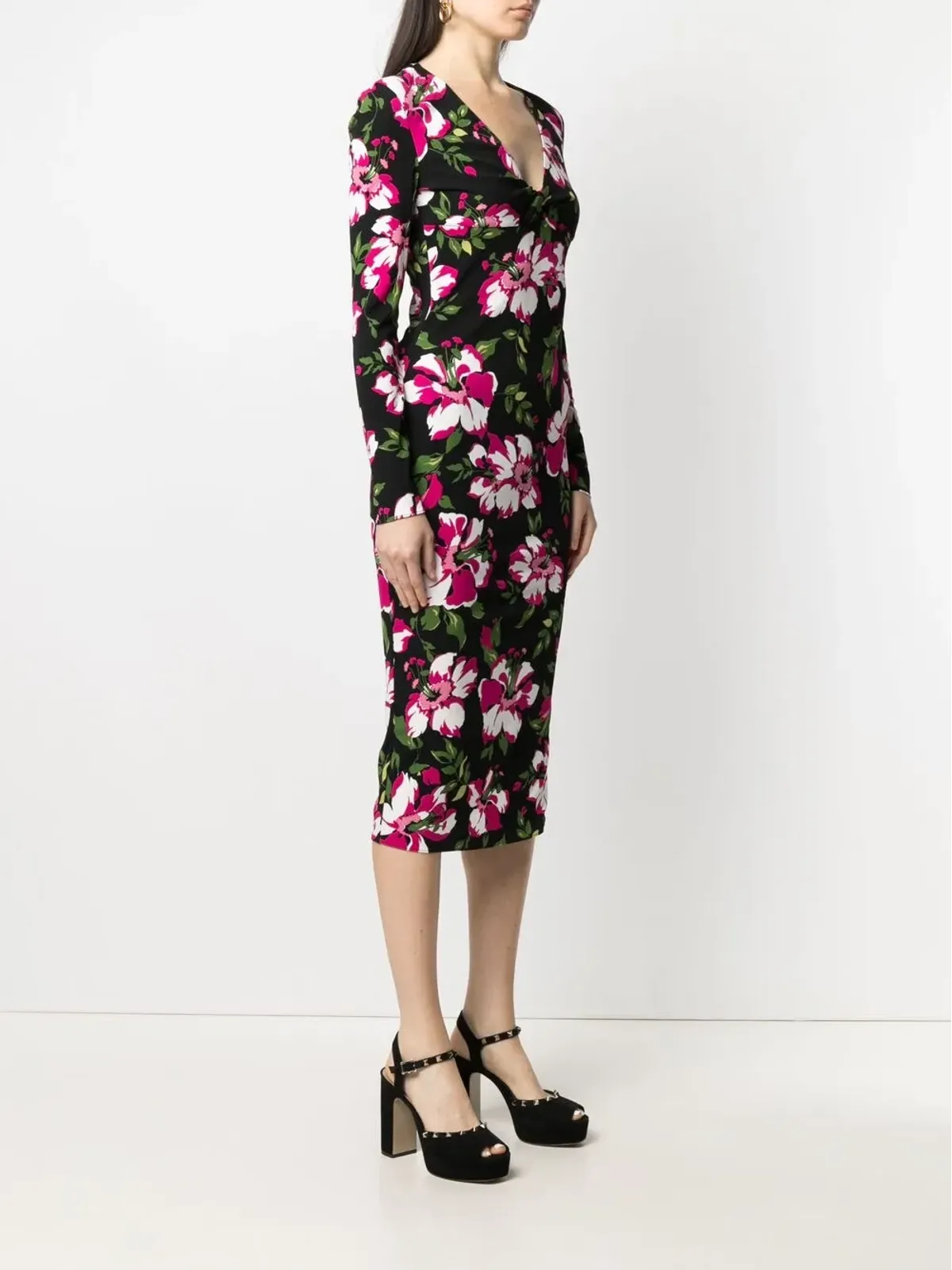 TOM FORD 花柄プリント ミディ丈ドレス - 画像3