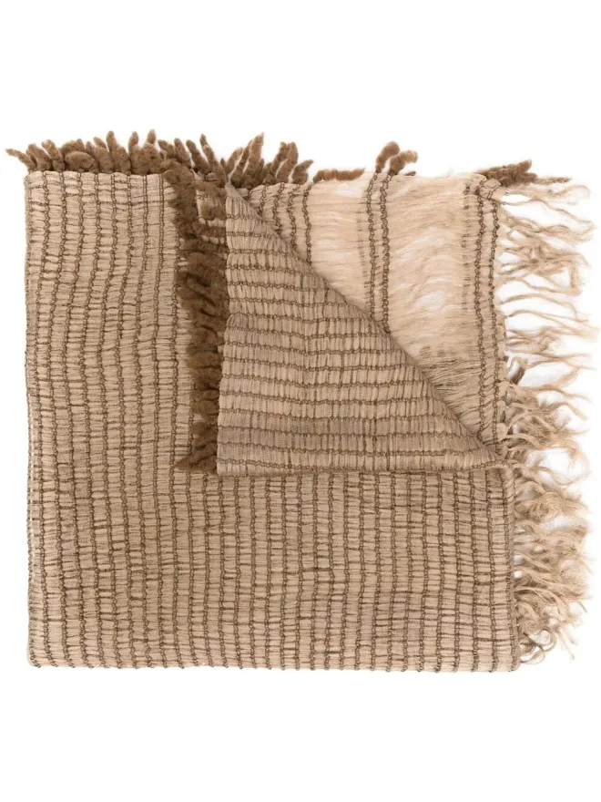 Issey Miyake Pre-Owned Issey Miyake Pre-Owned 2000年代 ウーブンフリンジスカーフ - グリーンの商品画像