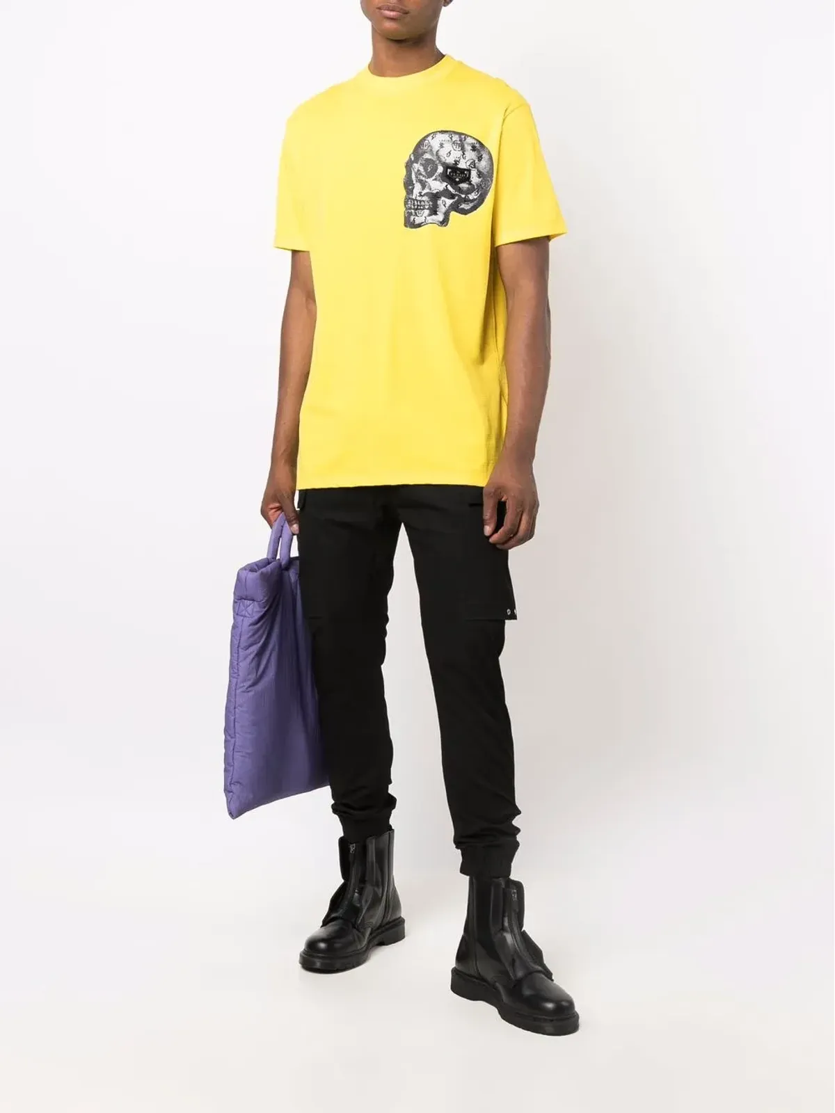 Philipp Plein スカルプリント コットン混紡 Tシャツ - 画像2