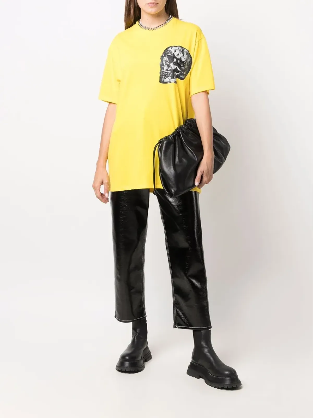 Philipp Plein スカルプリント コットン混紡 Tシャツ - 画像3