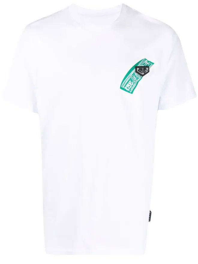 Philipp Plein Philipp Plein チェック柄プリント ラウンドネック Tシャツ - ホワイトの商品画像