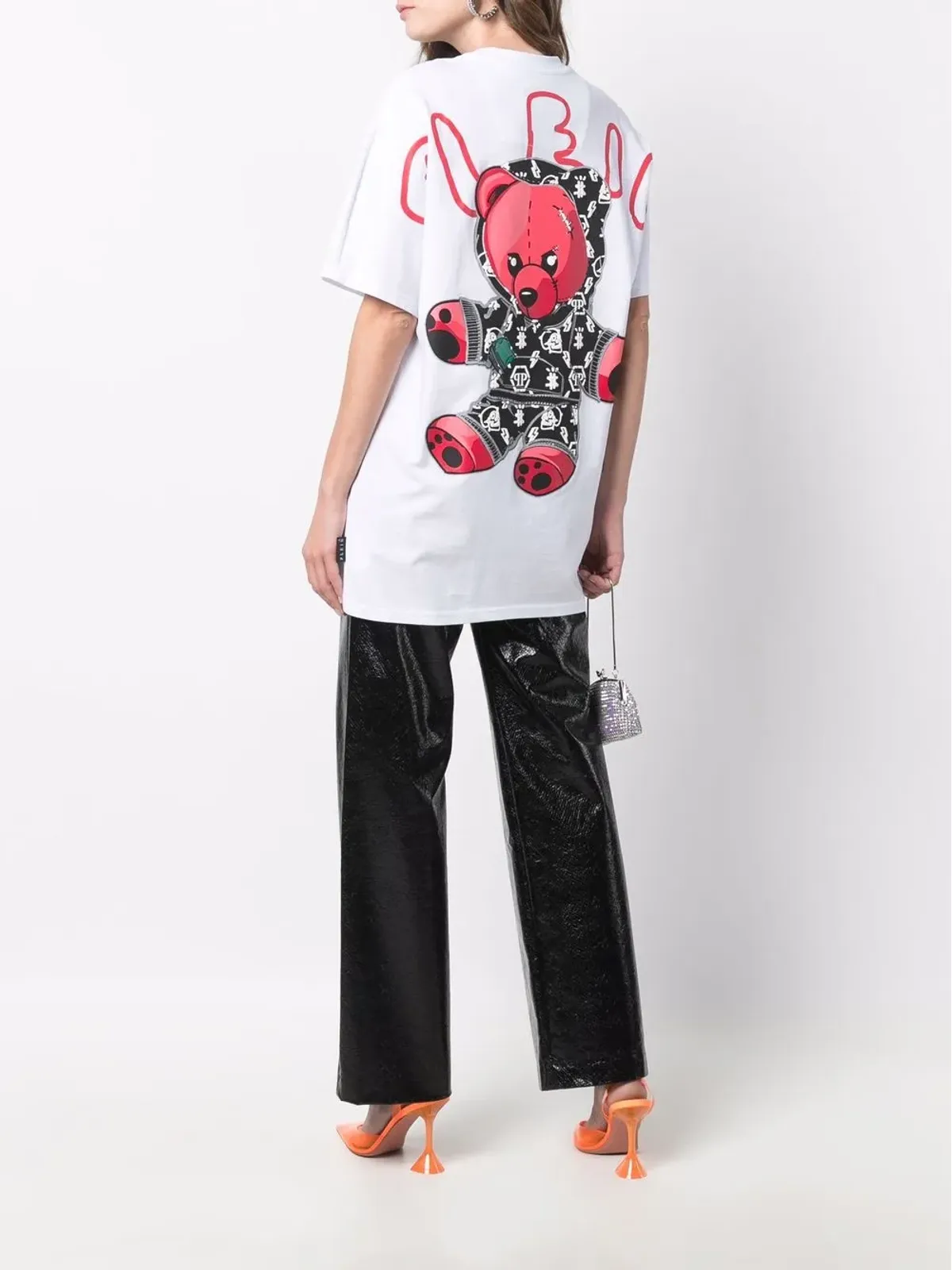 Philipp Plein チェック柄プリント ラウンドネック Tシャツ - ホワイト - 画像3