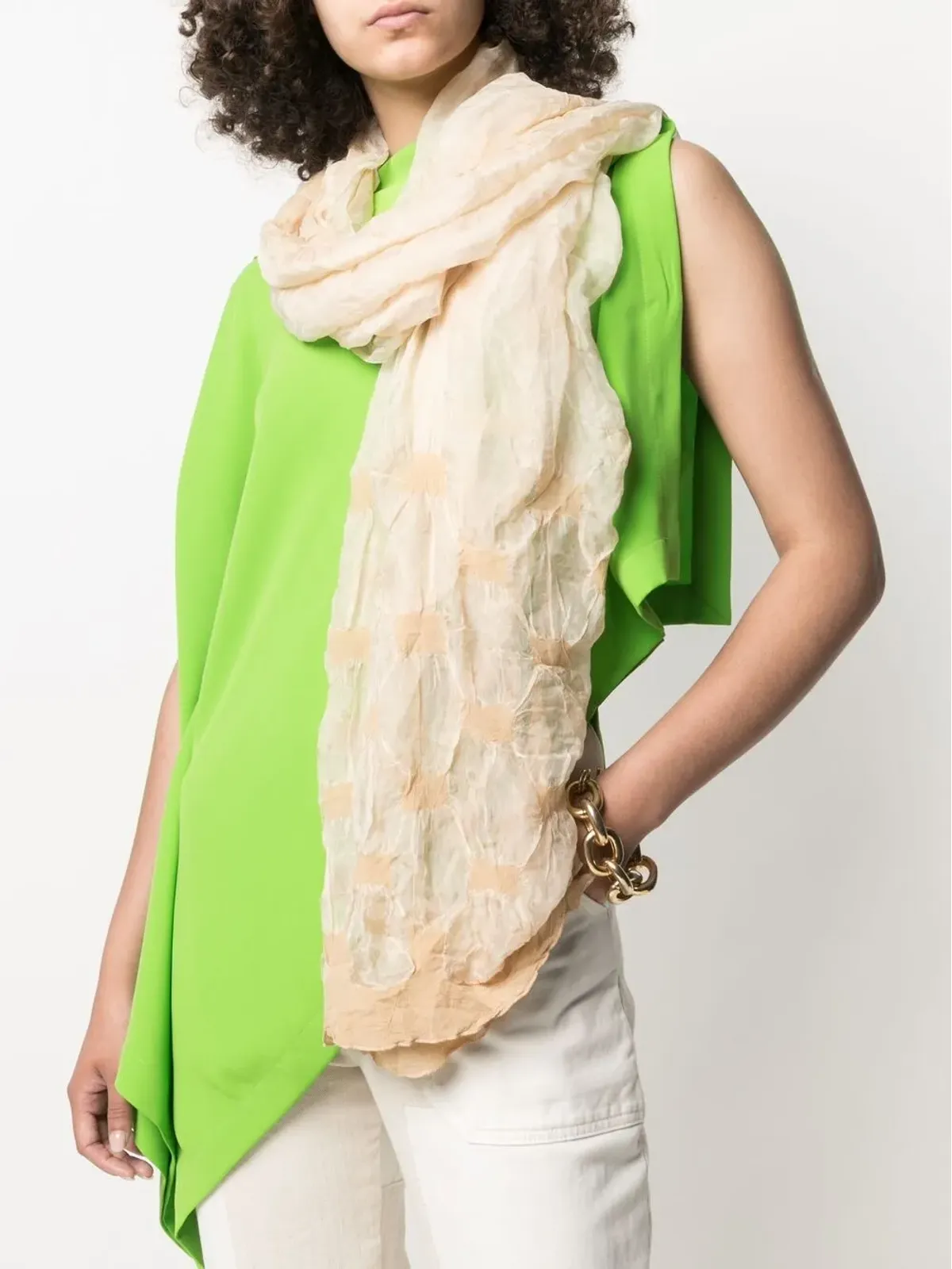 Issey Miyake Pre-Owned 2000年代 しわ加工のシアーシルクスカーフ - 画像2