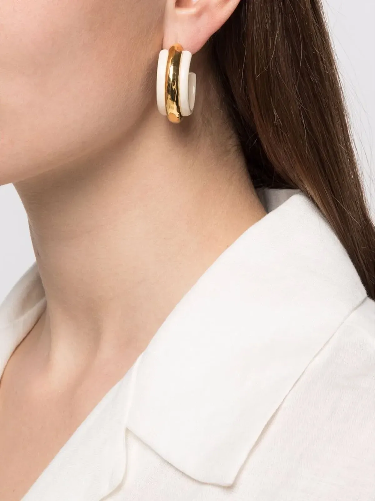 Aurelie Bidermann Nazca ハンマー加工フープピアス ゴールド - 画像2
