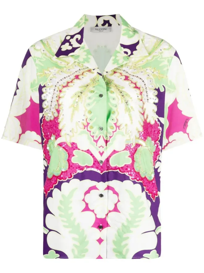 Valentino Garavani Valentino Garavani エンベリッシュド花柄プリントシャツの商品画像